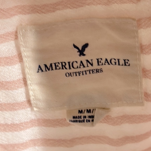 American Eagle outfitters, striped light, rose, and white size medium button up - Picture 5 of 11